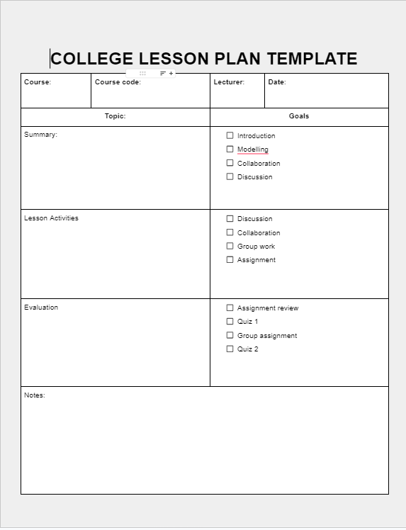 Google Docs Templates for Teachers - Lesson Plan