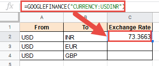 Google finance function