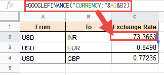 Google finance using references