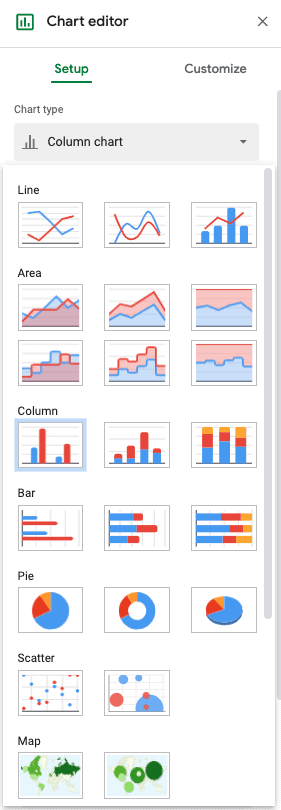 google sheets chart types