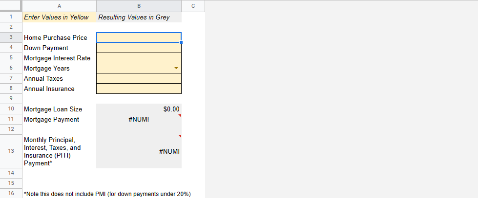 Google Sheets Mortgage Calculator