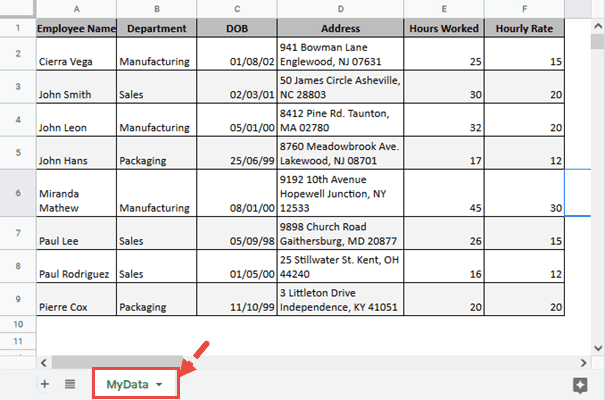 Google Sheets Query from Another Tab