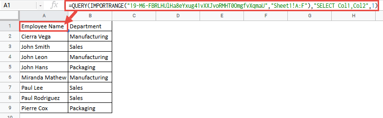 Google Sheets Query from Another Worksheet