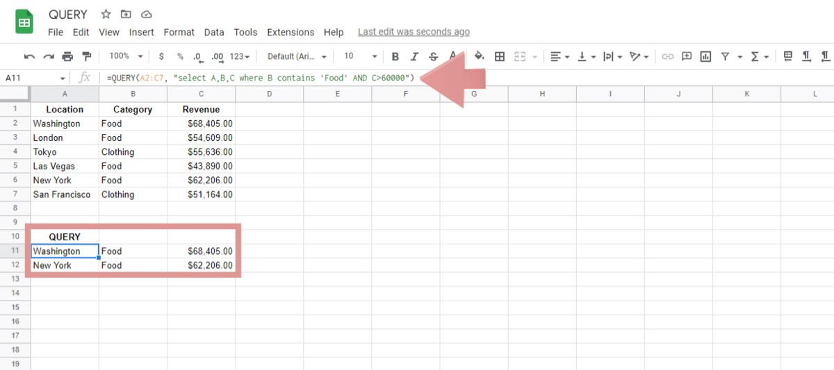 Google Sheets QUERY Multiple Criteria with the AND Operator