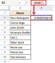 google sheets random sort