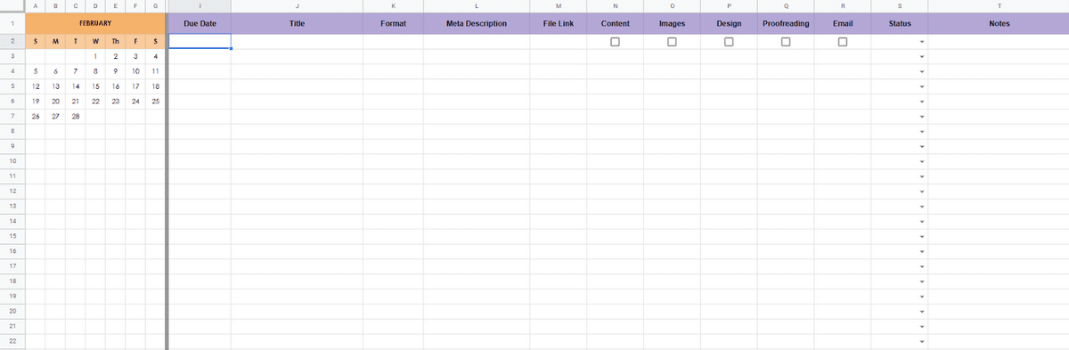 Google Sheets Templates - Content Calendar