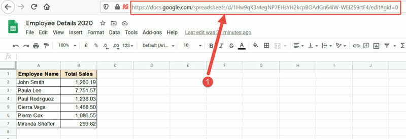 Google Sheets URL from which you want to fetch the value