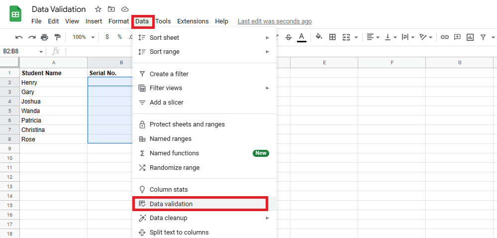 Head to Data > Data Validation