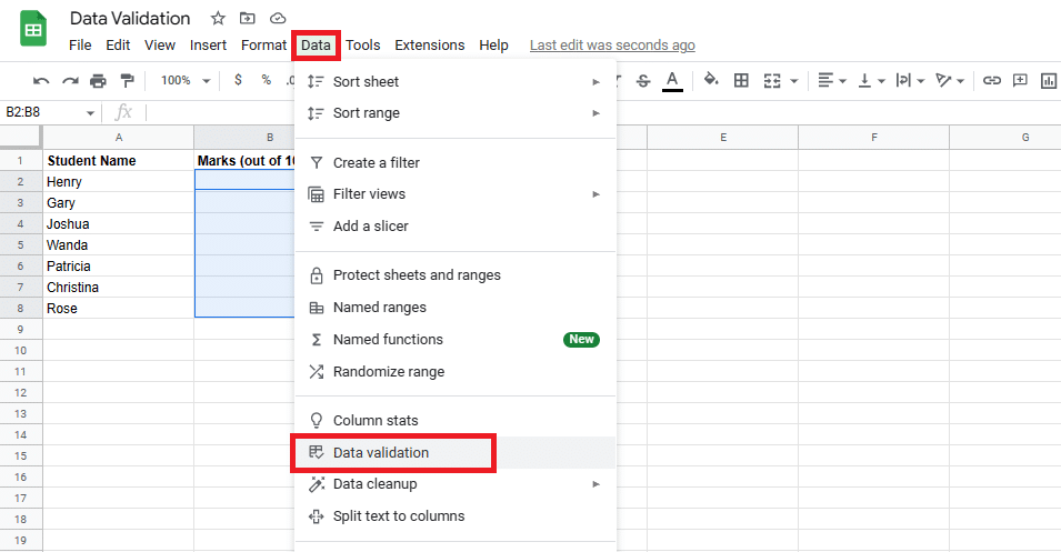 Head to Data > Data Validation