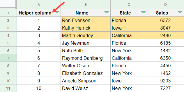 Helper column