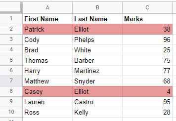 Highlight rows using the AND function