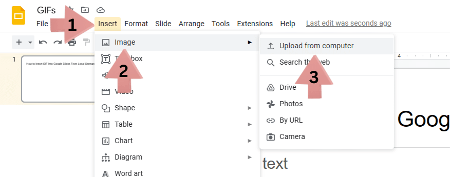 How to add a gif to Google Slides from your PC