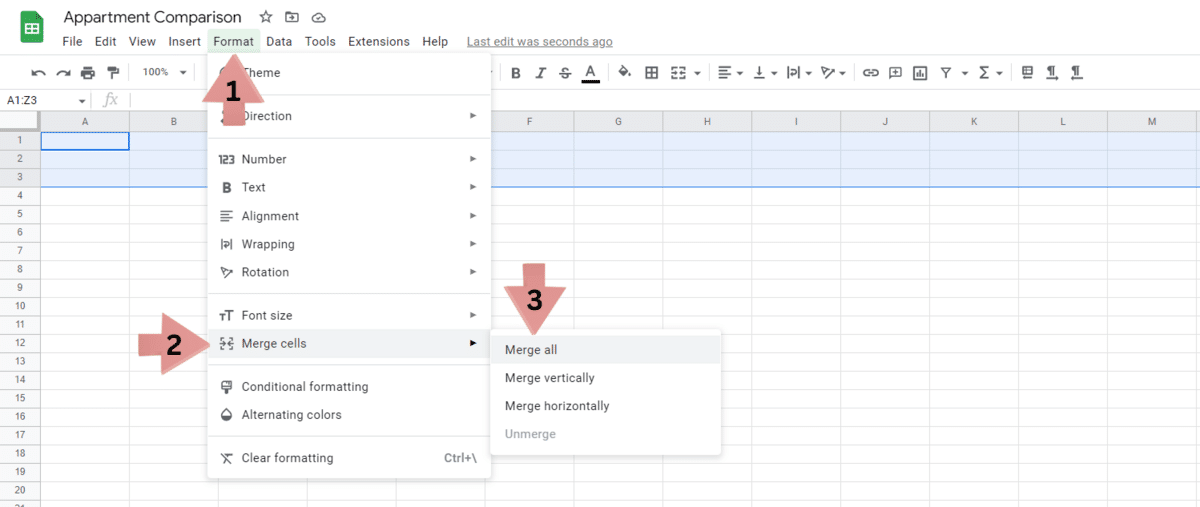 How to add a title to an apartment hunting spreadsheet