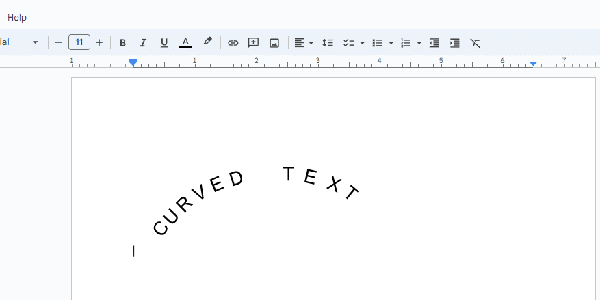 How to curve text in Google Docs