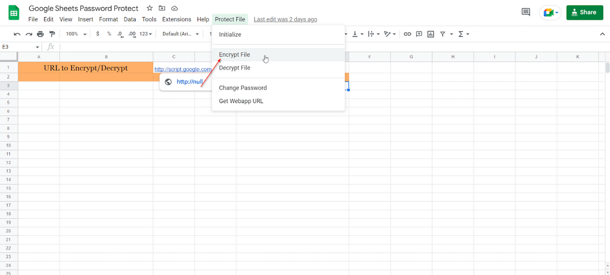 How to encrypt a Google Sheets file