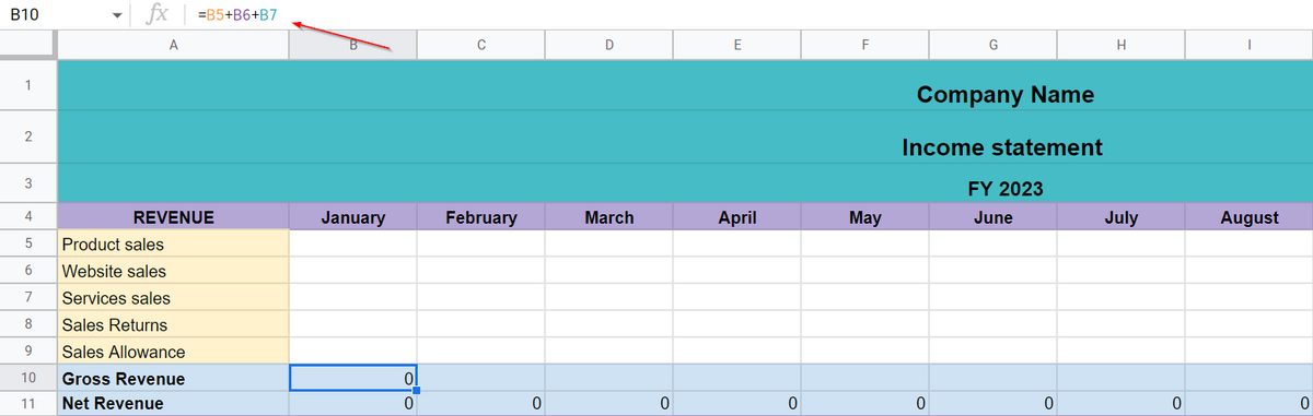 how to find sum of column in google sheets