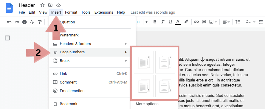 How to insert page numbers