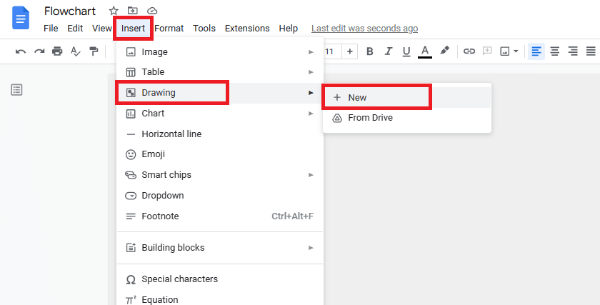 How to make a flow chart in Google Docs with the drawing tool