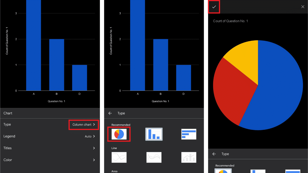 How to make a pie chart on google forms mobile