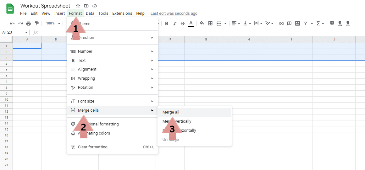 How to merge cells in Google Sheets