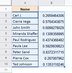 How to Randomize a List in Google Sheets (Shuffle Data)