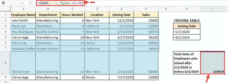 how to use dsum in excel