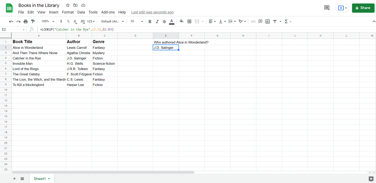 How to Use LOOKUP in Google Sheets