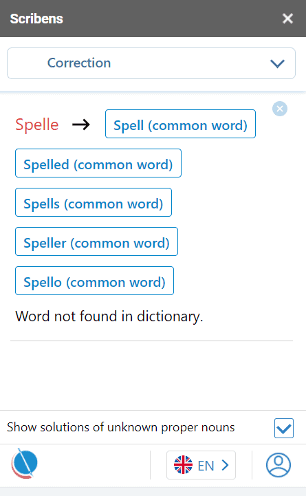 How to use spell correction in Scribens