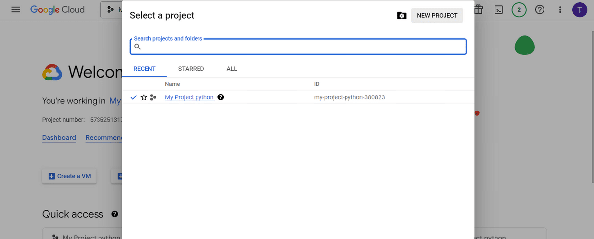 Select a project