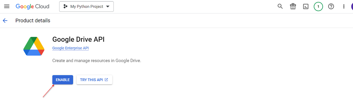 Enable Google Drive API