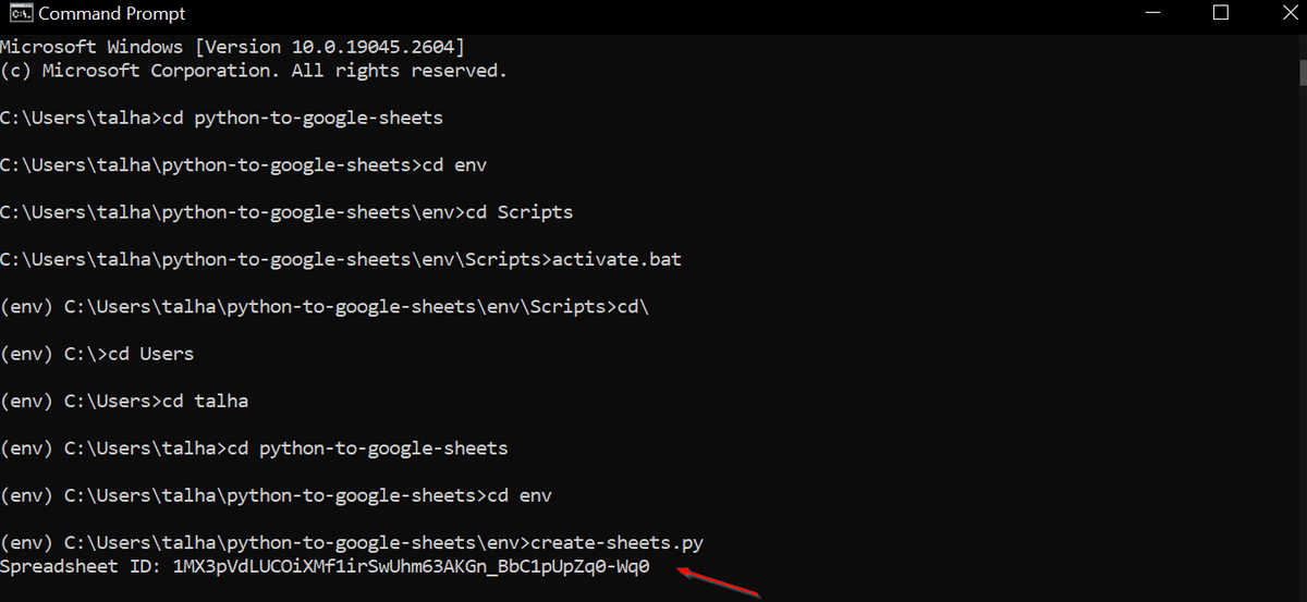 create-sheets.py command