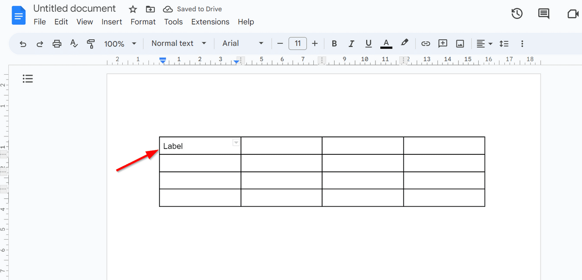 How to create labels in Google Docs table