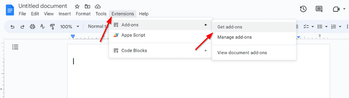 Where to find add-ons in Google Docs
