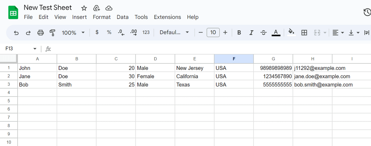 View changes in new test sheet