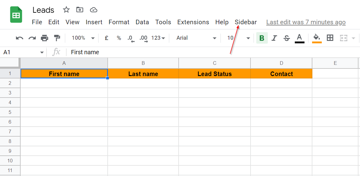 Sidebar option now shows up in Google Sheets