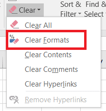 Choose the option clear Formats