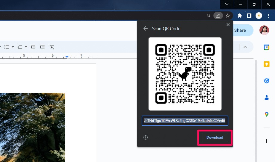 Download QR Code for Google Docs