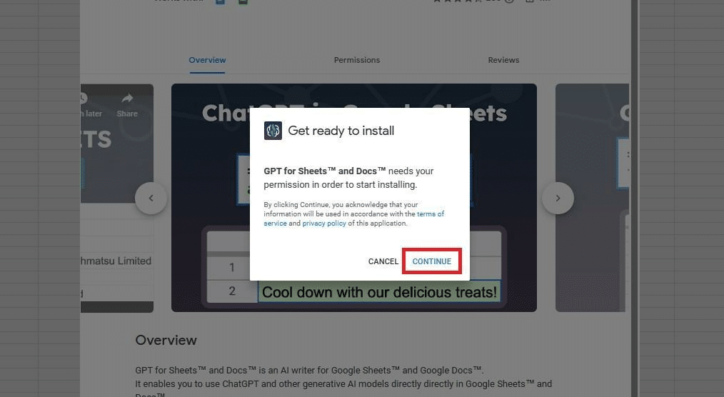 How to install GPT for Sheets and Docs extension