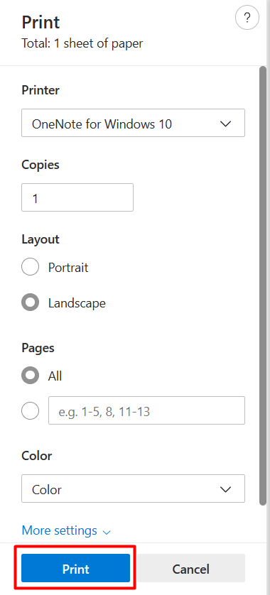 Print button in Google Slides Print window