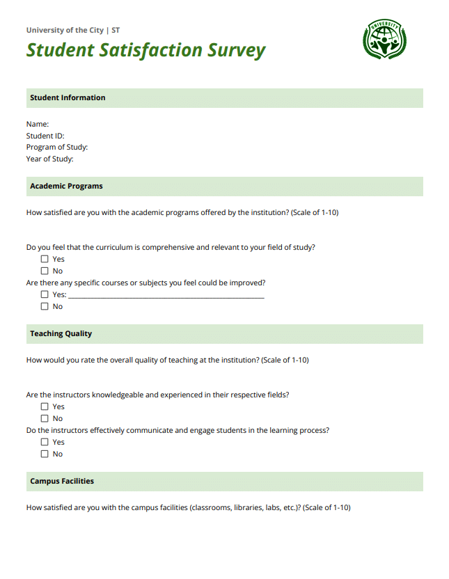 Preview of student satisfaction survey