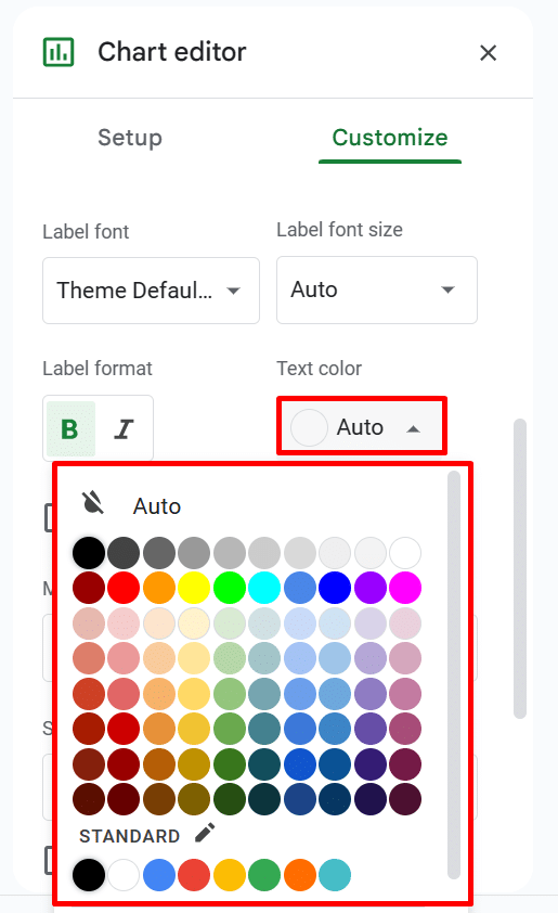 Changing the color of chart labels