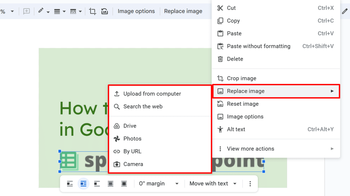 How to replace an image in Google Docs