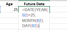 Add the DAY function and select the same source cell again