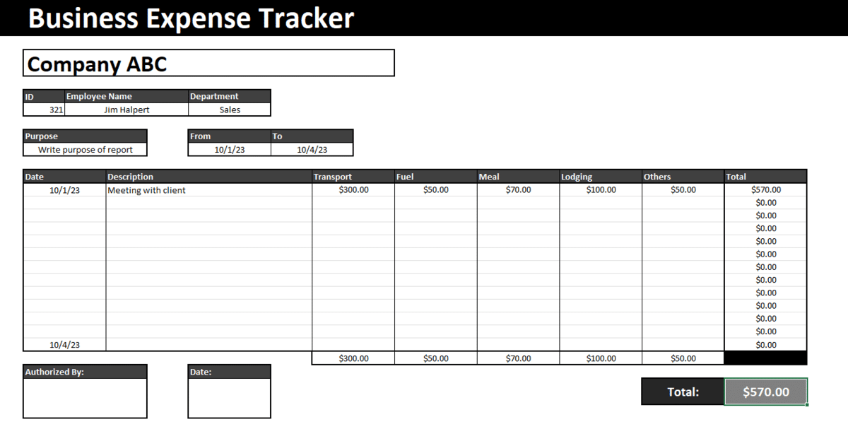 Expense report template for Excel—Business tracker