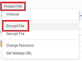 From the drop-down, select Encrypt file.