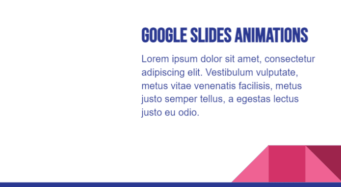 A sample of the fade in animation in Google Slides