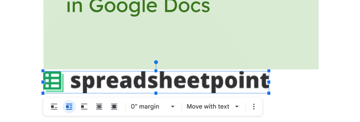 Using wrap text and zero image margins in a Google Docs photo