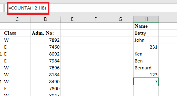 Use the COUNT or COUNTA function count unique values