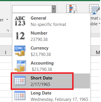 Click on the drop down that says General and choose a date format.