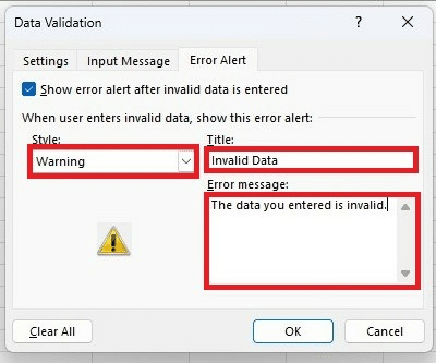 Enter the details for your error message